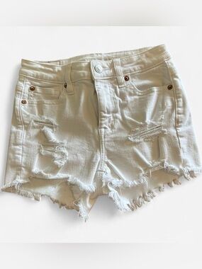 American Eagle Outfitters White Distressed Denim Cutoff Shorts